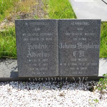 GROBBELAAR Hendrik Albertus 1902-1988 & Johanna Magdalena C.M. MEYER 1906-1993