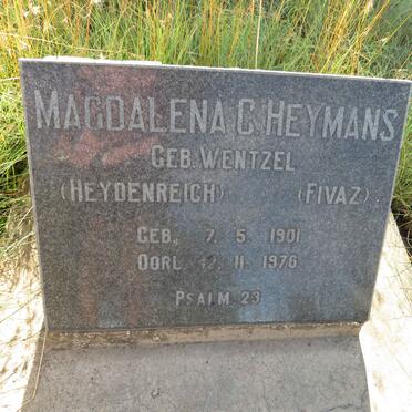 HEYMANS Magdalena C. voorheen HEYDENREICH voorheen FIVAZ nee WENTZEL 1901-1976 