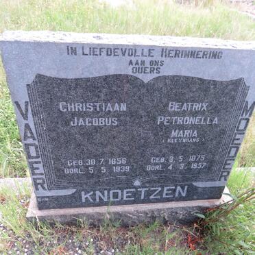 KNOETZEN Christiaan Jacobus 1856-1939 & Beatrix Petronella Maria KLEYNHANS 1875-1957