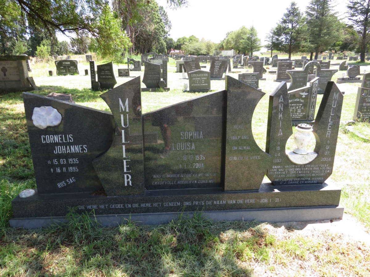 MULLER Cornelis Johannes 1935-1995 & Sophia Louisa 1935-2004 :: MULLER Ankia 1983-2004 