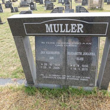 MULLER Jan Hermanus 1931-2005 & Elizabeth Johanna 1936-2019