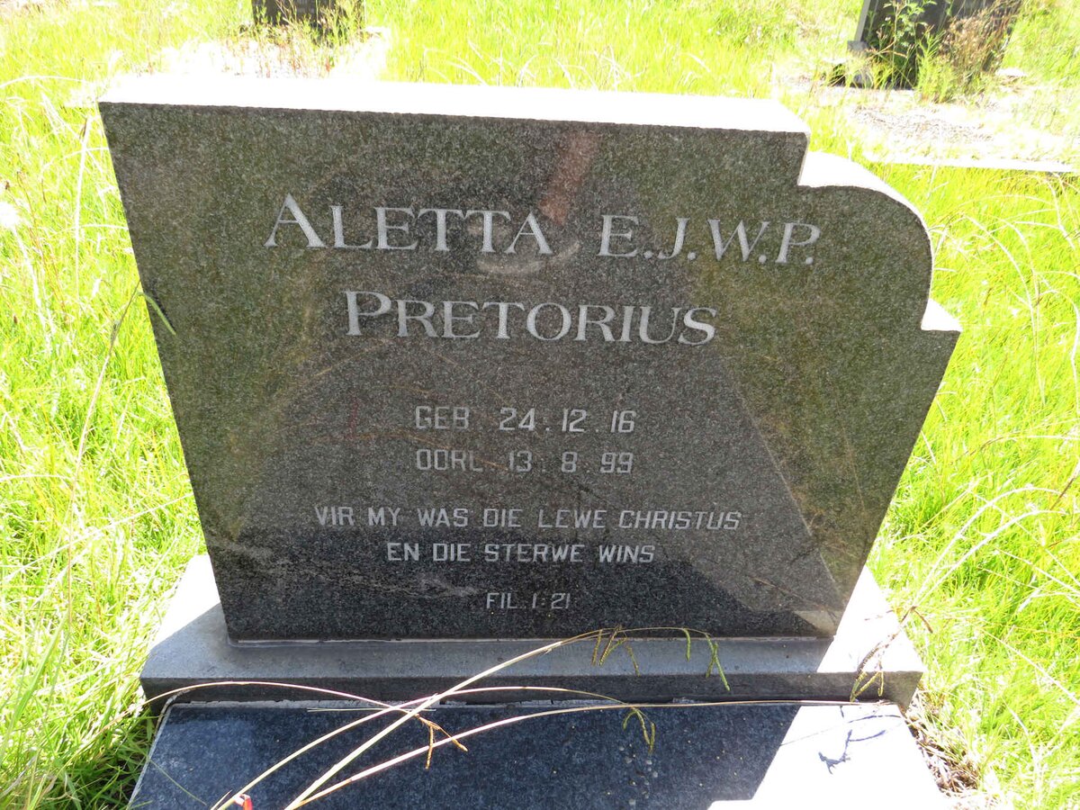 PRETORIUS Aletta E.J.W.P. 1916-1999