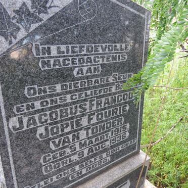 TONDER Jacobus Francous Jopie Fourie, van 1915-1936