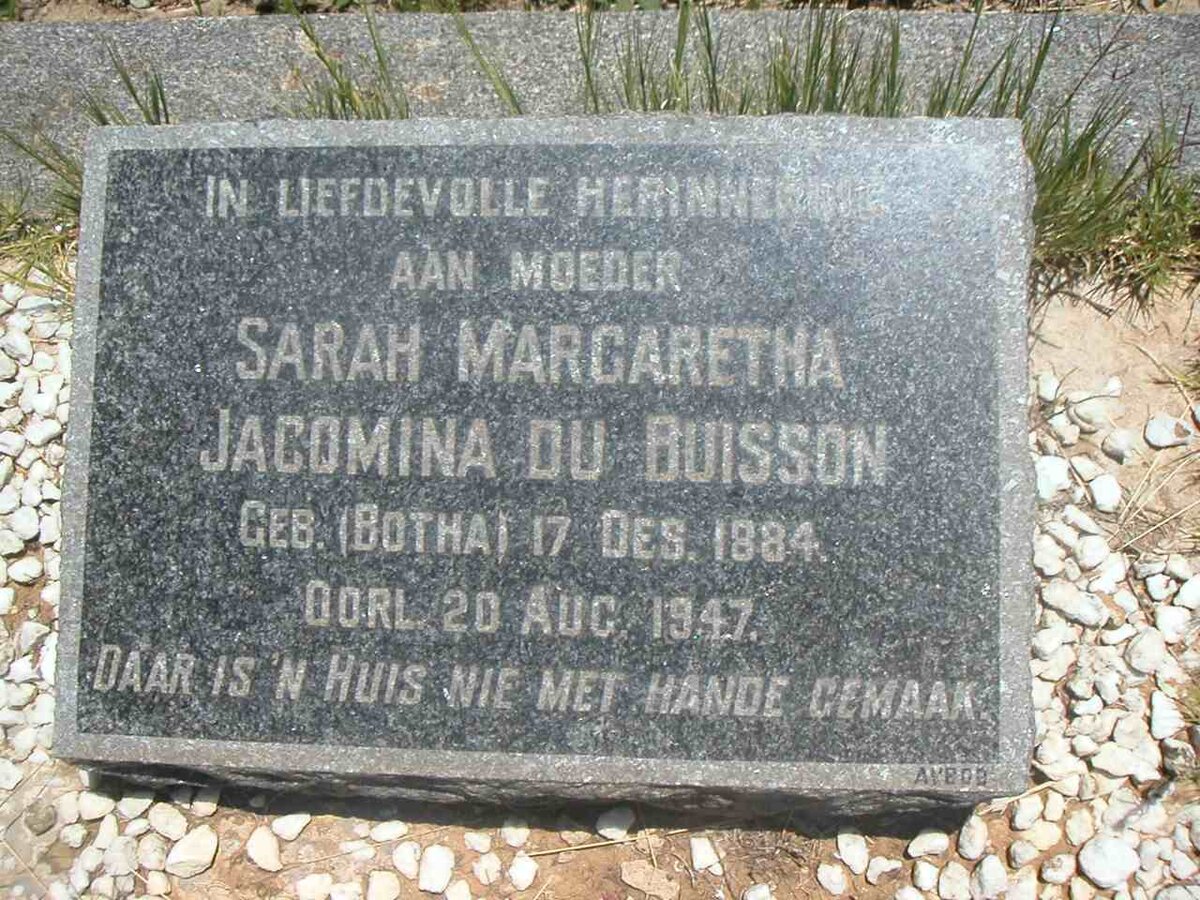 BUISSON Sarah Margaretha Jacomina, du nee BOTHA 1884-1947