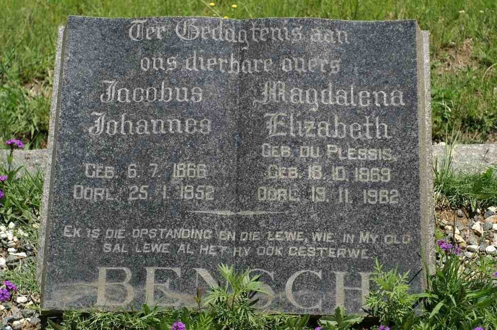 BENSCH Jacobus Johannes 1866-1952 &amp; Magdalena Elizabeth DU PLESSIS 1869-1962