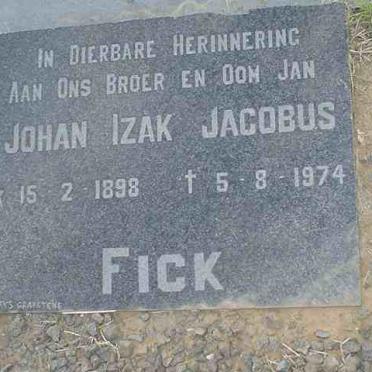 FICK Johan Izak Jacobus 1898-1974