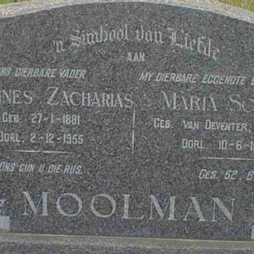 MOOLMAN Johannes Zacharias 1881-1955 &amp; Maria Sophia VAN DEVENTER 1891-1955