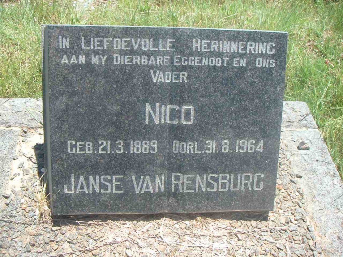 RENSBURG Nico, Janse van 1889-1964