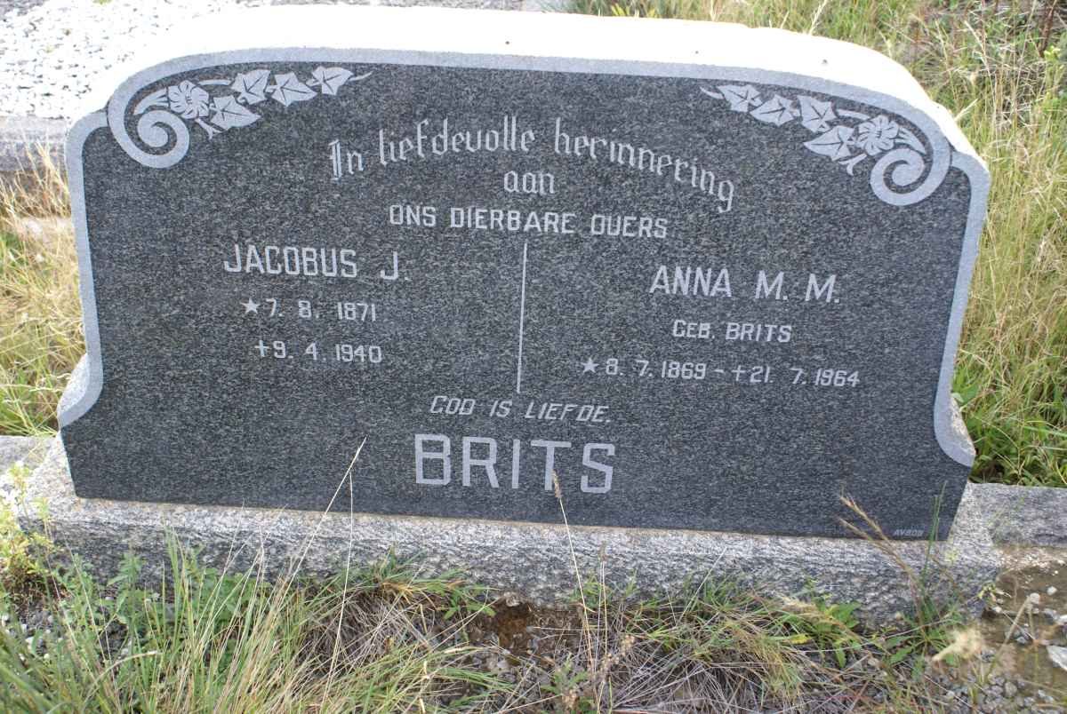 BRITS Jacobus J. 1871-1940 &amp; Anna M.M. BRITS 1869-1964