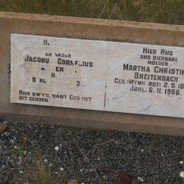 BREITENBACH Jacobus Cornelius 1866-1936 &amp; Martha Christina MYNHARDT 1873-1956