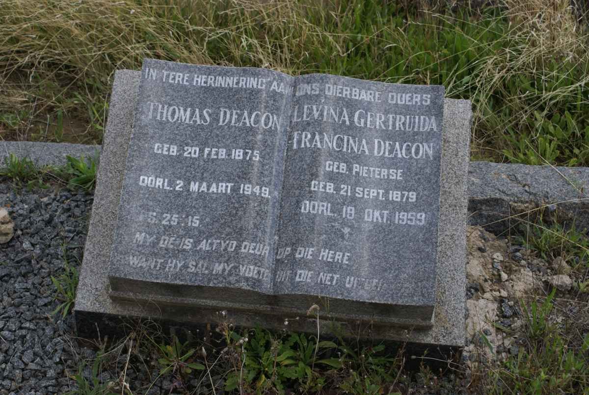 DEACON Thomas 1875-1949 &amp; Levina Gertruida Francina PIETERSE 1879-1959