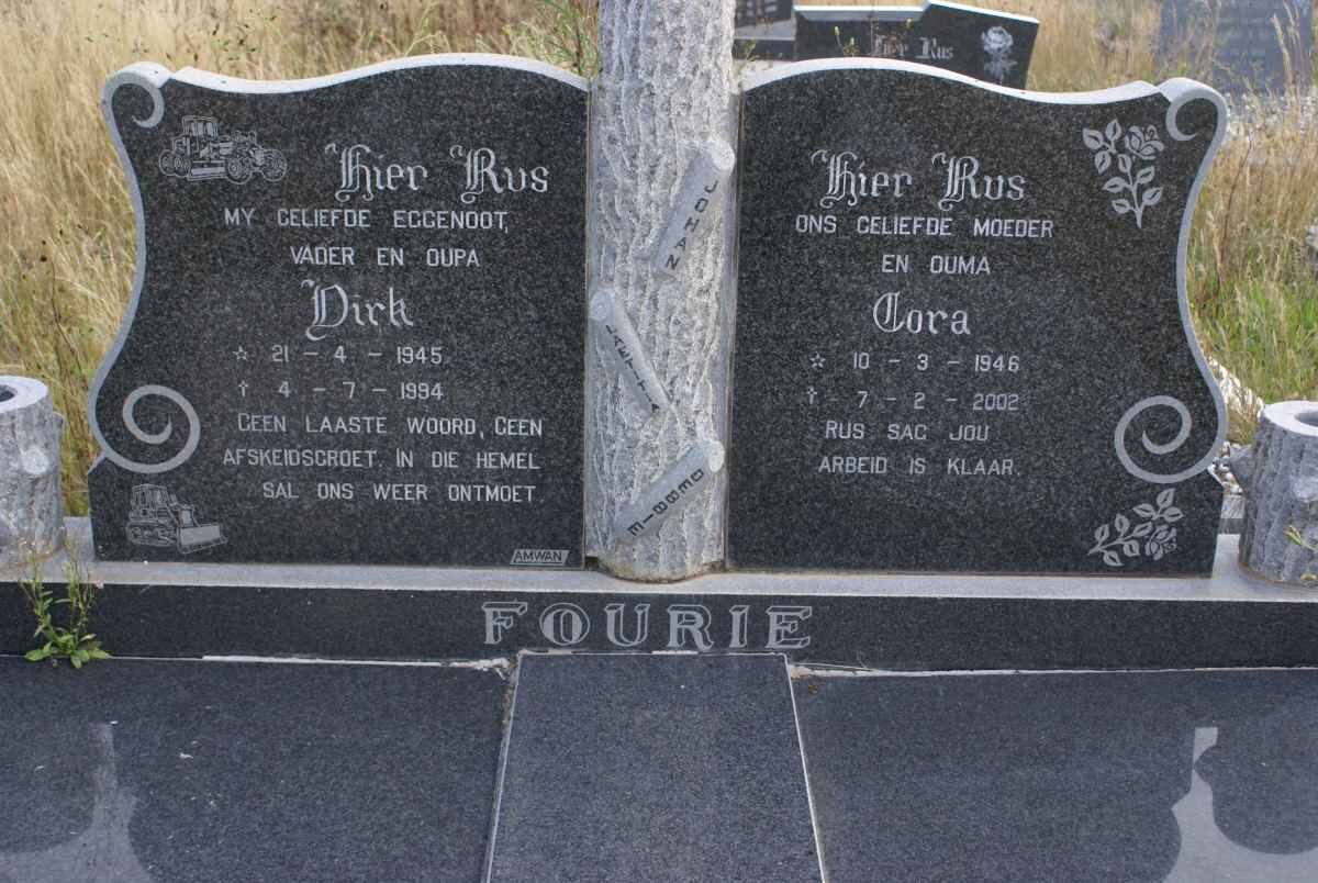 FOURIE Dirk 1945-1994 &amp; Cora 1946-2002