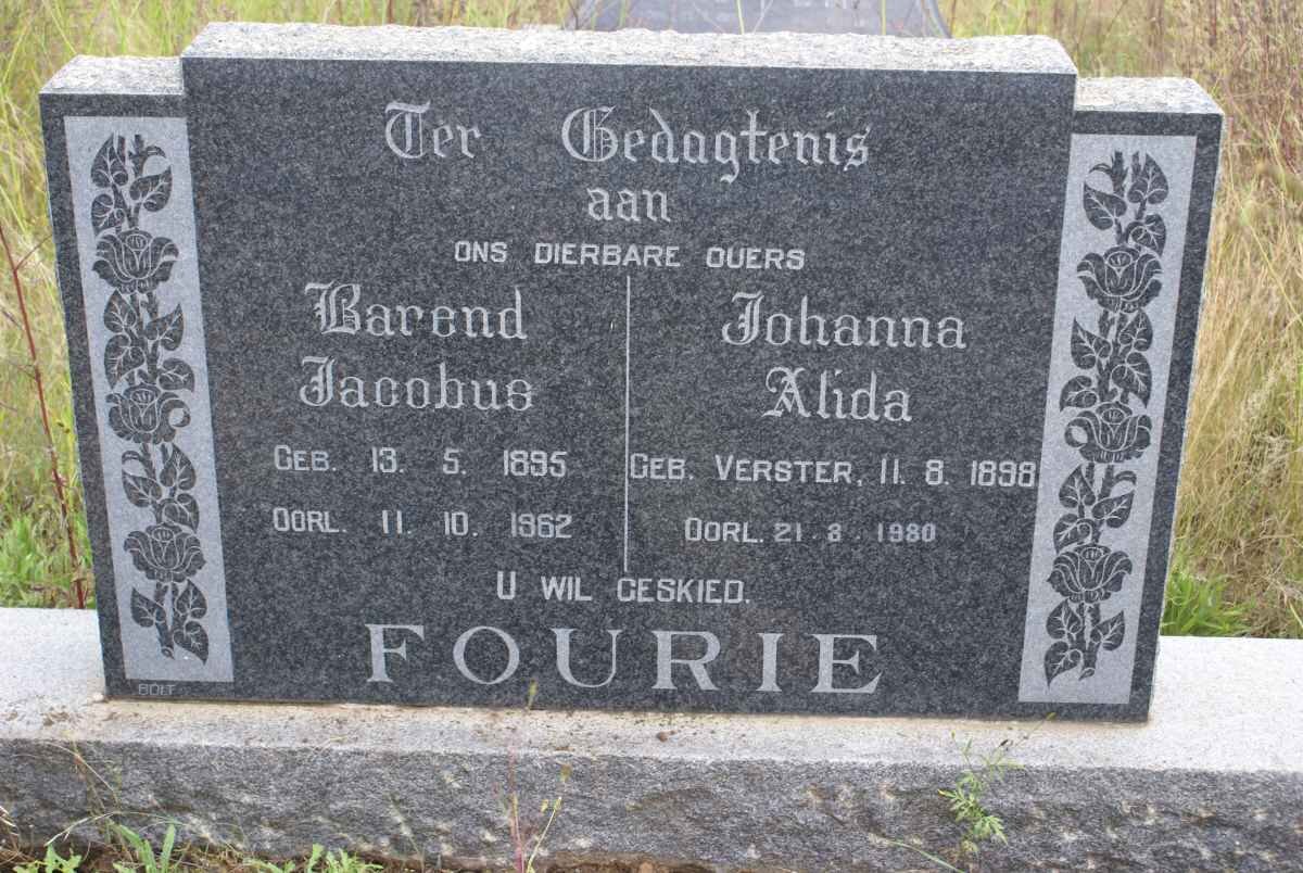 FOURIE Barend Jacobus 1895-1962 &amp; Johanna Alida VERSTER 1898-1980