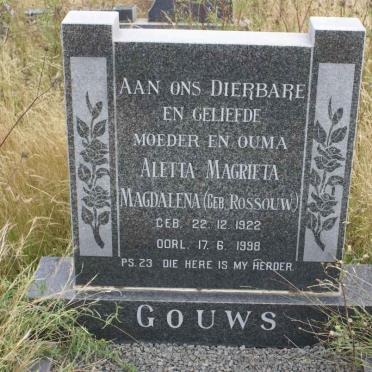 GOUWS Aletta Magrieta Magdalena nee ROSSOUW 1922-1998