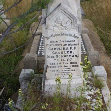 GROBLER Carolina P.F. nee SCHOEMAN 1896-1925