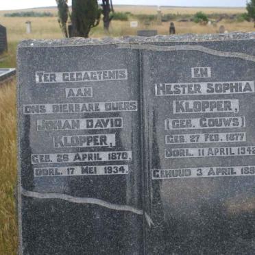 KLOPPER Johan David 1870-1934 &amp; Hester Sophia GOUWS 1877-1942