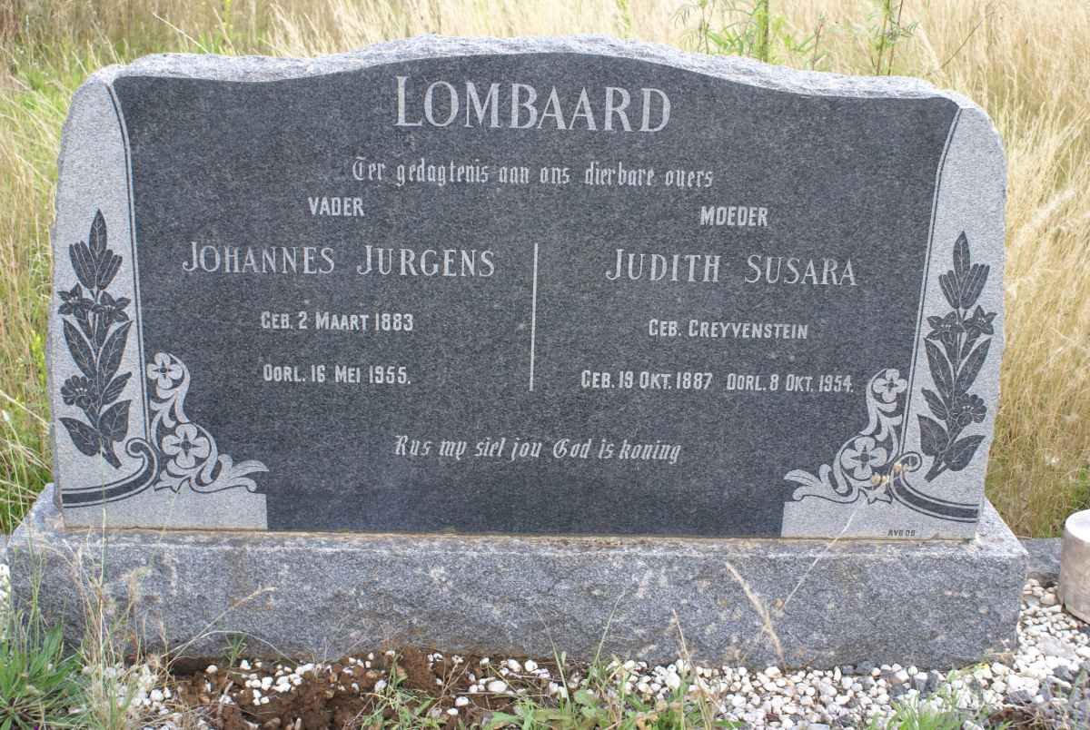 LOMBAARD Johannes Jurgens 1883-1955 &amp; Judith Susara GREYVENSTEIN 1887-1954