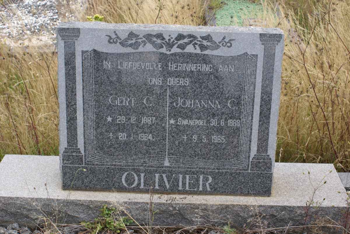 OLIVIER Gert C. 1887-1964 &amp; Johanna C. SWANEPOEL 1888-1965