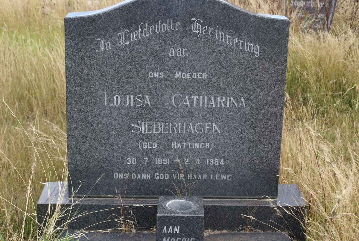 SIEBERHAGEN Louisa Catharina nee HATTINGH 1891-1984