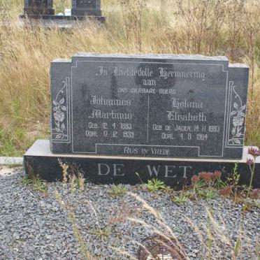 WET Johannes Martinus, de 1883-1939 &amp; Helena Elizabeth DE JAGER 1883-1964