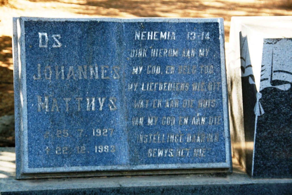 BURGER Johannes Matthys 1927-1983