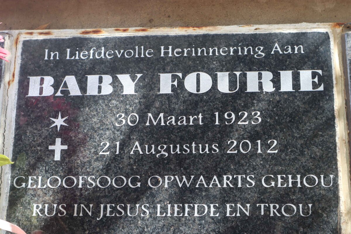 FOURIE Baby 1923-2012