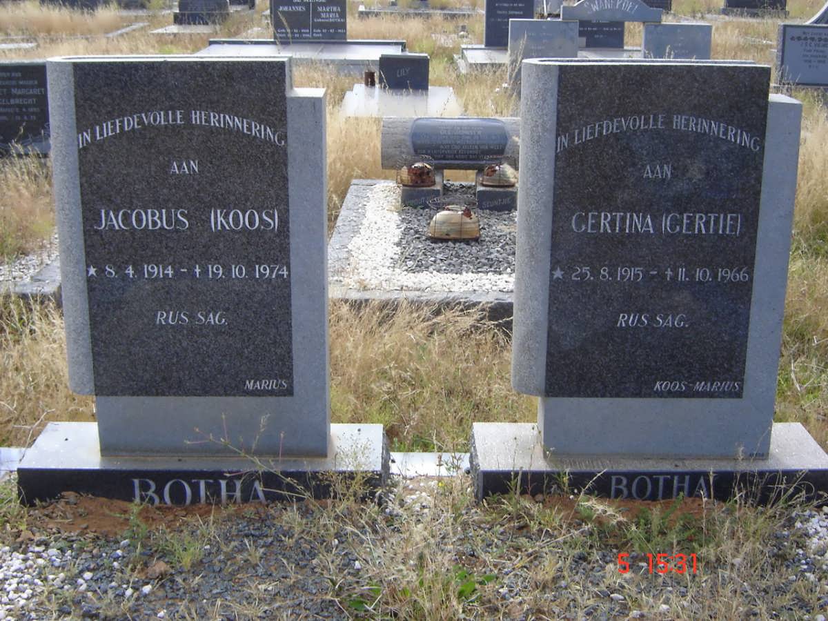 BOTHA Jacobus 1914-1974 &amp; Gertina 1915-1966