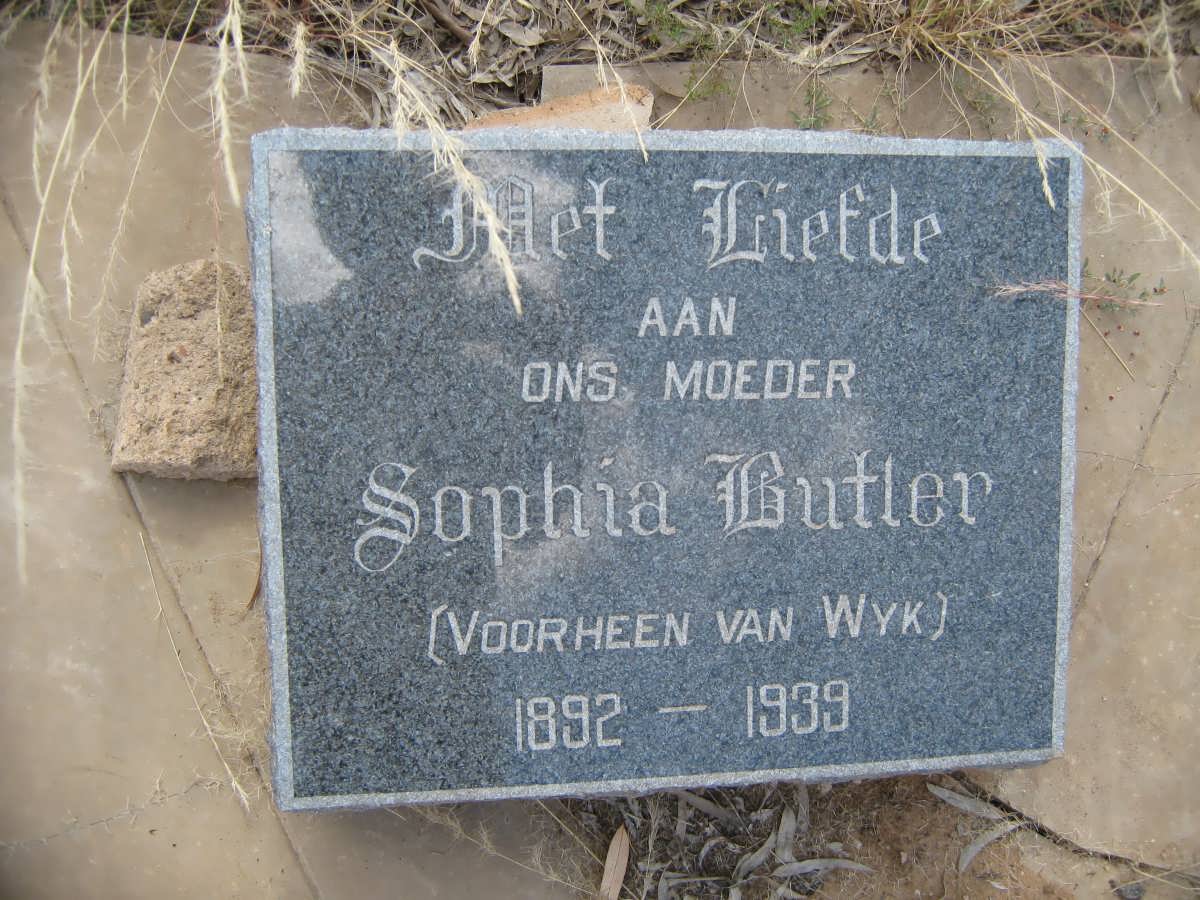 BUTLER Sophia formerly van WYK 1892-1939