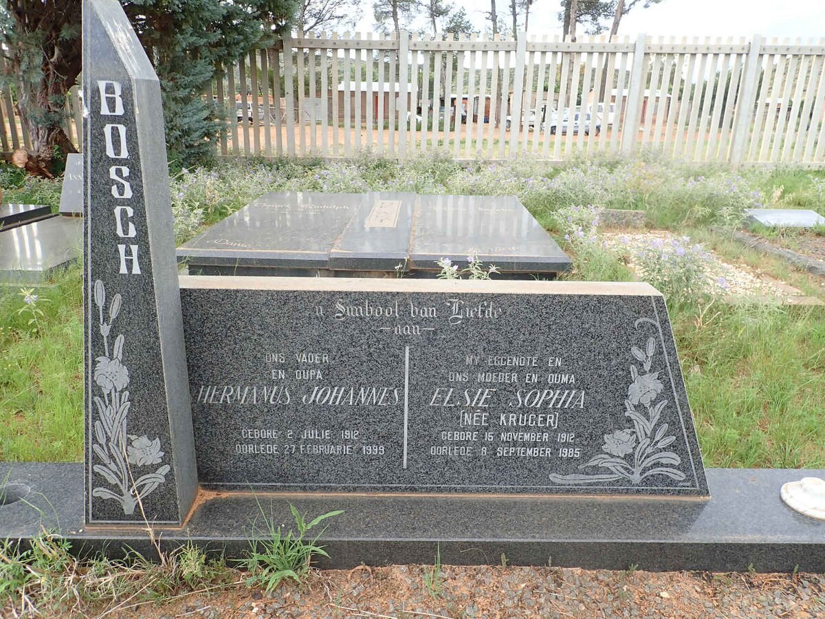 BOSCH Hermanus Johannes 1912-1999 &amp; Elsie Sophia KRUGER 1912-1985