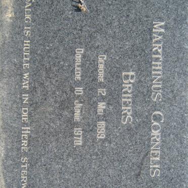 BRIERS Marthinus Cornelis 1899-1970