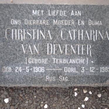 DEVENTER Cornelius Francois, van 1910-1950 &amp; Christina Catharina TERBLANCHE 1906-1989