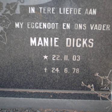 DICKS Manie 1903-1978