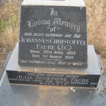 FAURE Johannes Christoffel 1893-1959 &amp; Julia Josephine nee BUTLER 1898-1982
