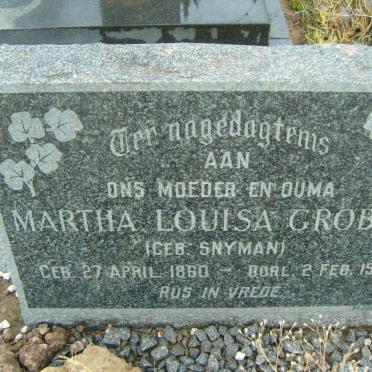 GROBLER Martha Louisa nee SNYMAN 1860-1941