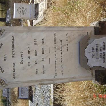 GOUWS Johanna Petronella nee le ROUX 1865-1919