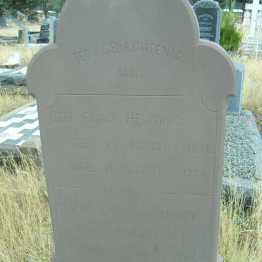 HENNING Gert Frans 1842-1928 &amp; Levena Catharina KRUGER 1847-1929