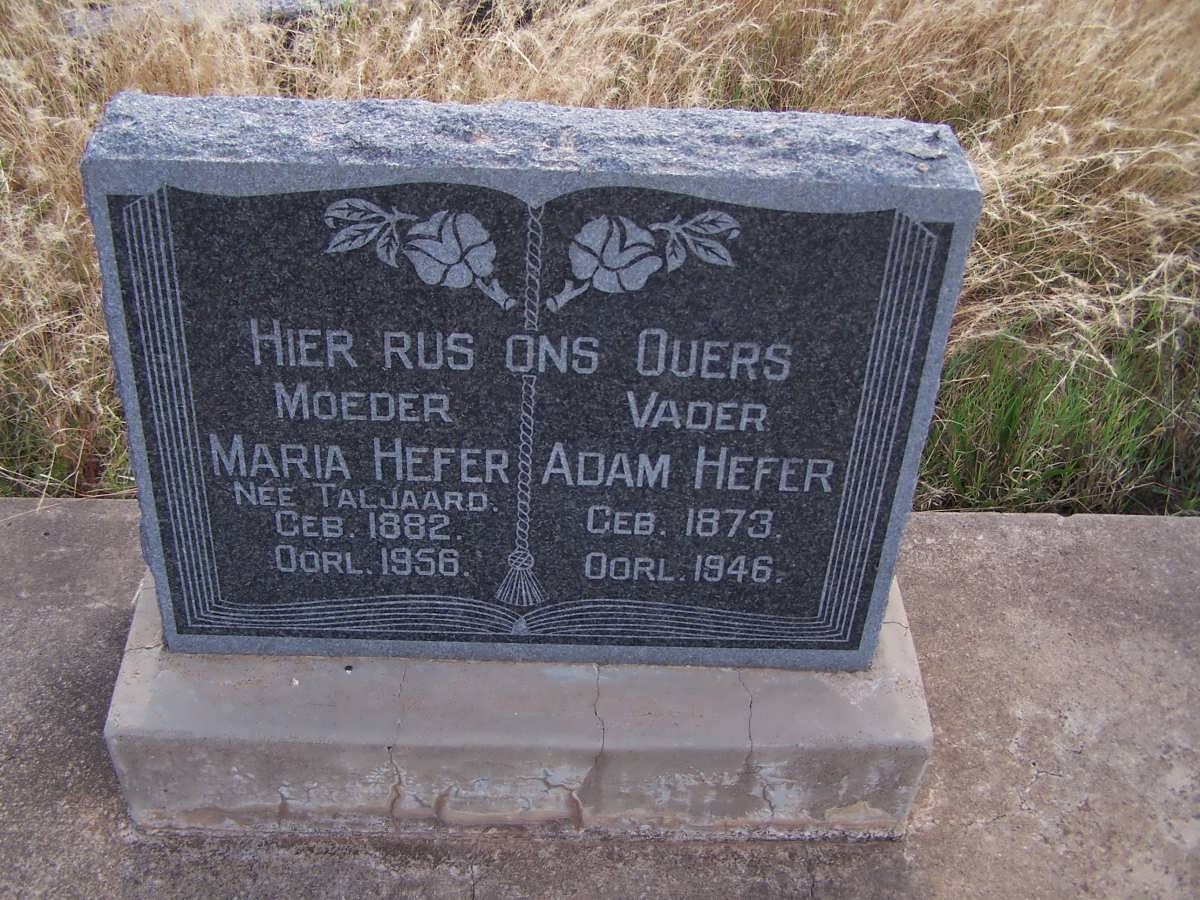 HEFER Adam 1873-1946 &amp; Maria TALJAARD 1882-1956