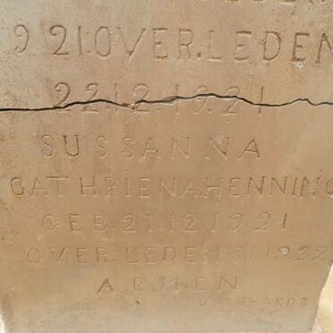 HENNING Maria Sussanna 1921-1921 :: HENNING Sussanna Cathriena 1921-1922