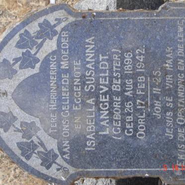 LANGEVELDT Isabella Susanna nee BESTER 1896-1942