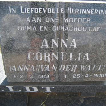 LANGEVELDT Anna Cornelia nee van der WALT 1919-2001