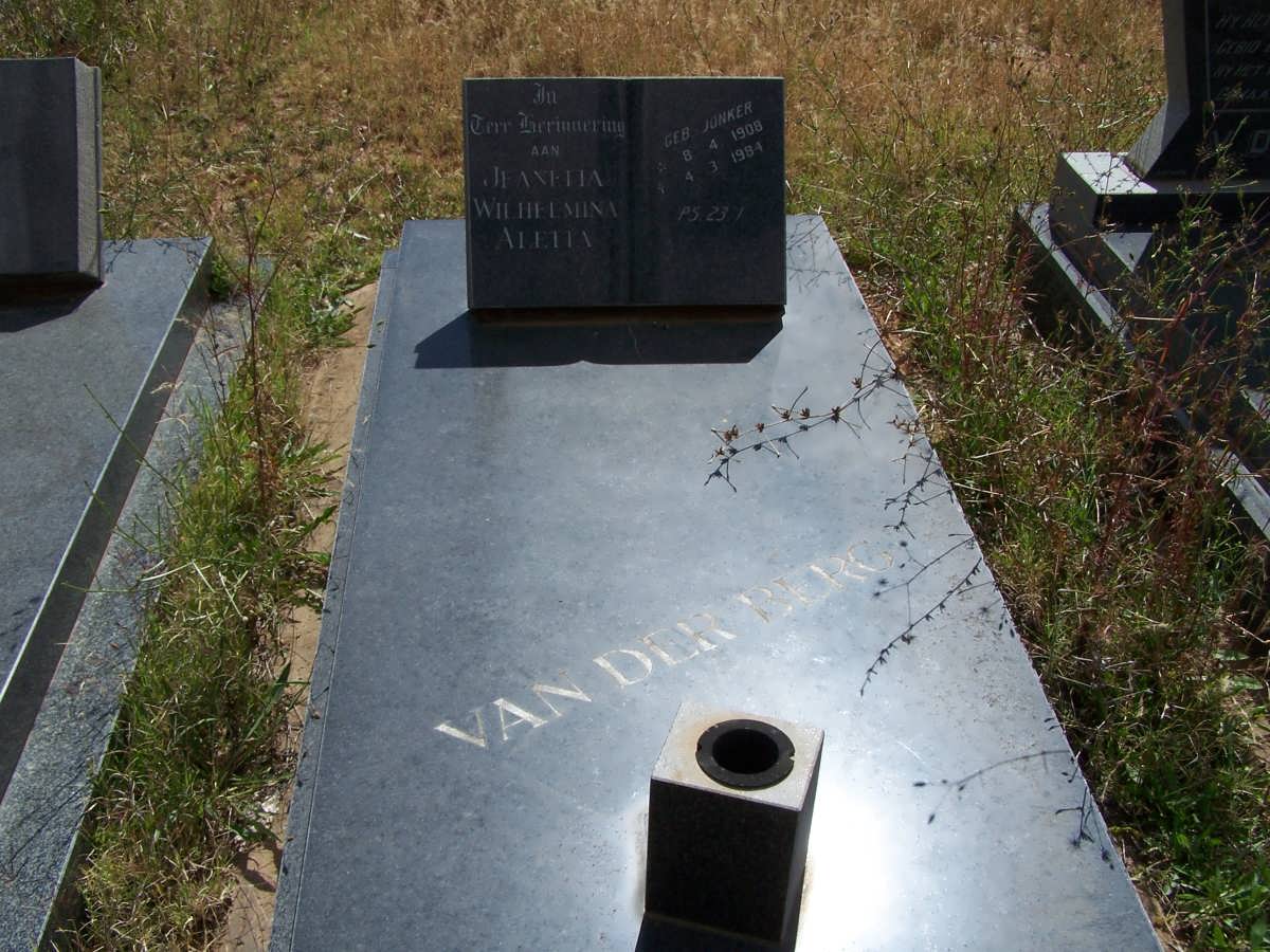 MERWE Jeanetta Wilhelmina Aletta, van der nee JONKER 1908-1984