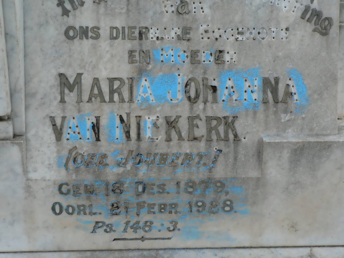 NIEKERK Maria Johanna, van nee JOUBERT 1879-1928
