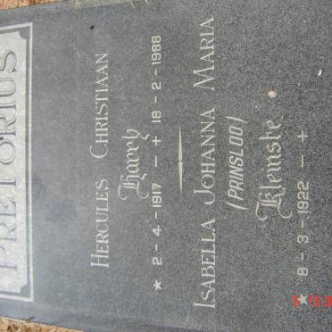 PRETORIUS Hercules Christiaan 1917-1988 &amp; Isabella Johanna Maria PRINSLOO 1922-