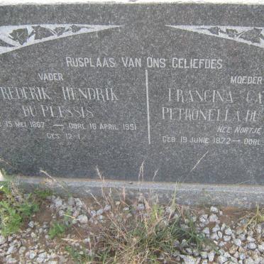 PLESSIS Frederik Hendrik, du 1867-1951 &amp; Francina Catharina Petronella NORTJÉ 1872-1956
