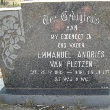 PLETZEN Emmanuel Andries, van 1883-1970