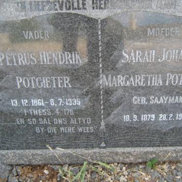 POTGIETER Petrus Hendrik 1861-1935 &amp; Sarah Johanna Margaretha SAAYMAN 1879-1939