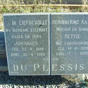 PLESSIS Johannes, du 1898-1968 &amp; Bettie LABUSCHAGNE 1908-2000