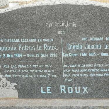ROUX Francois Petrus, le 1884-1945 &amp; Engela Jacoba GOUWS 1885-1948