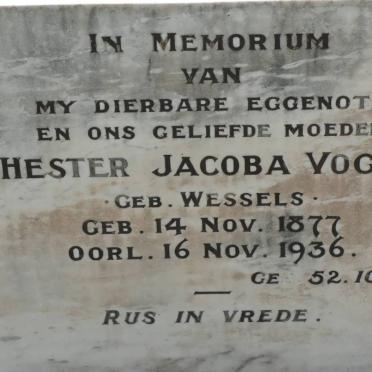 VOGEL Pieter Wouter 1872-1949 &amp; Hester Jacoba WESSELS 1877-1936 