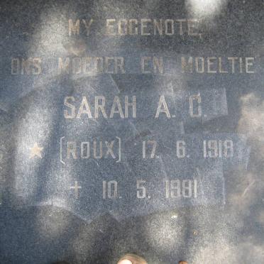 VISAGIE Sarah A.C. nee ROUX 1918-1981